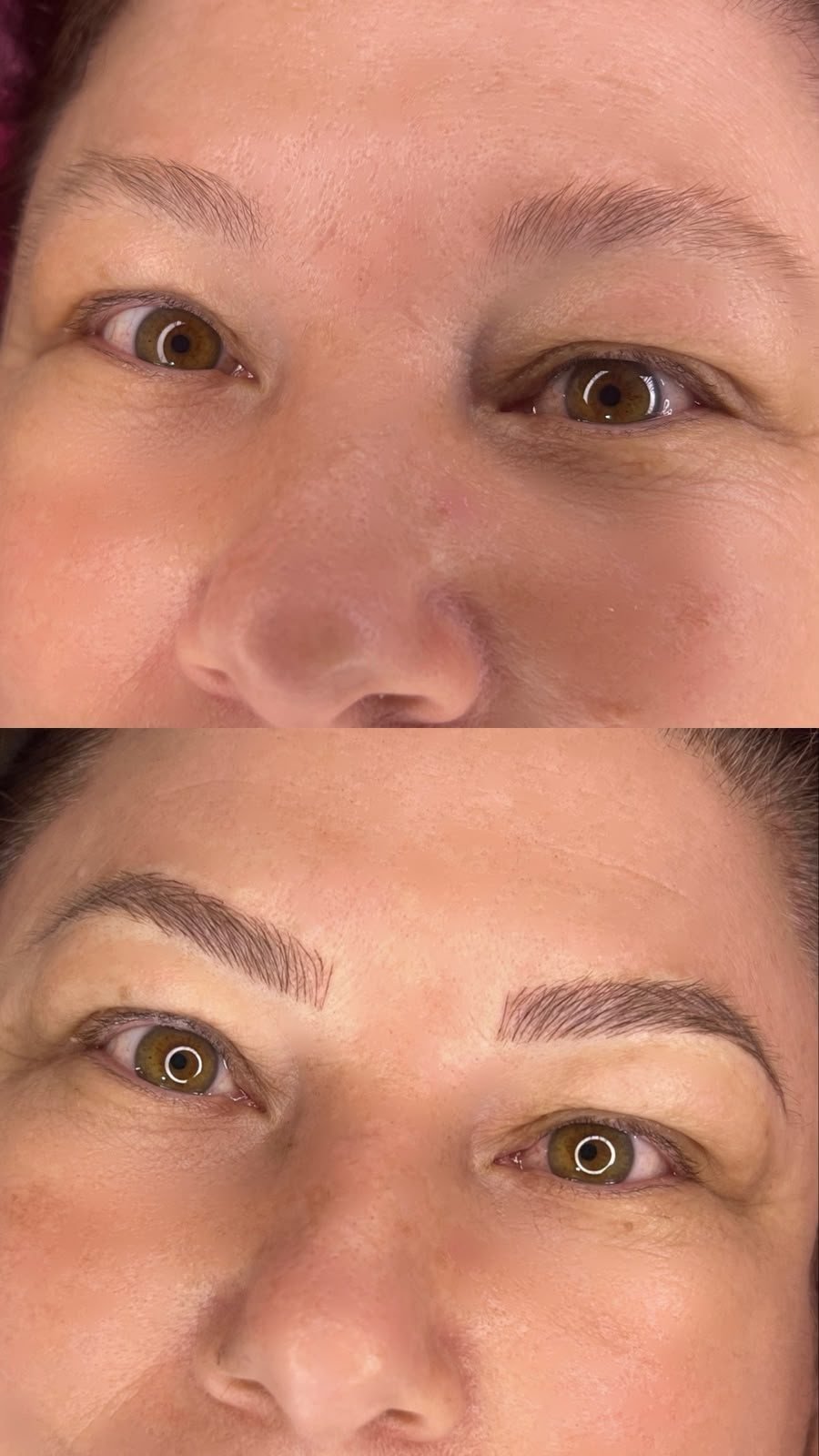 Antes e depois de micropigmentação de sobrancelha fio a fio, Curitiba