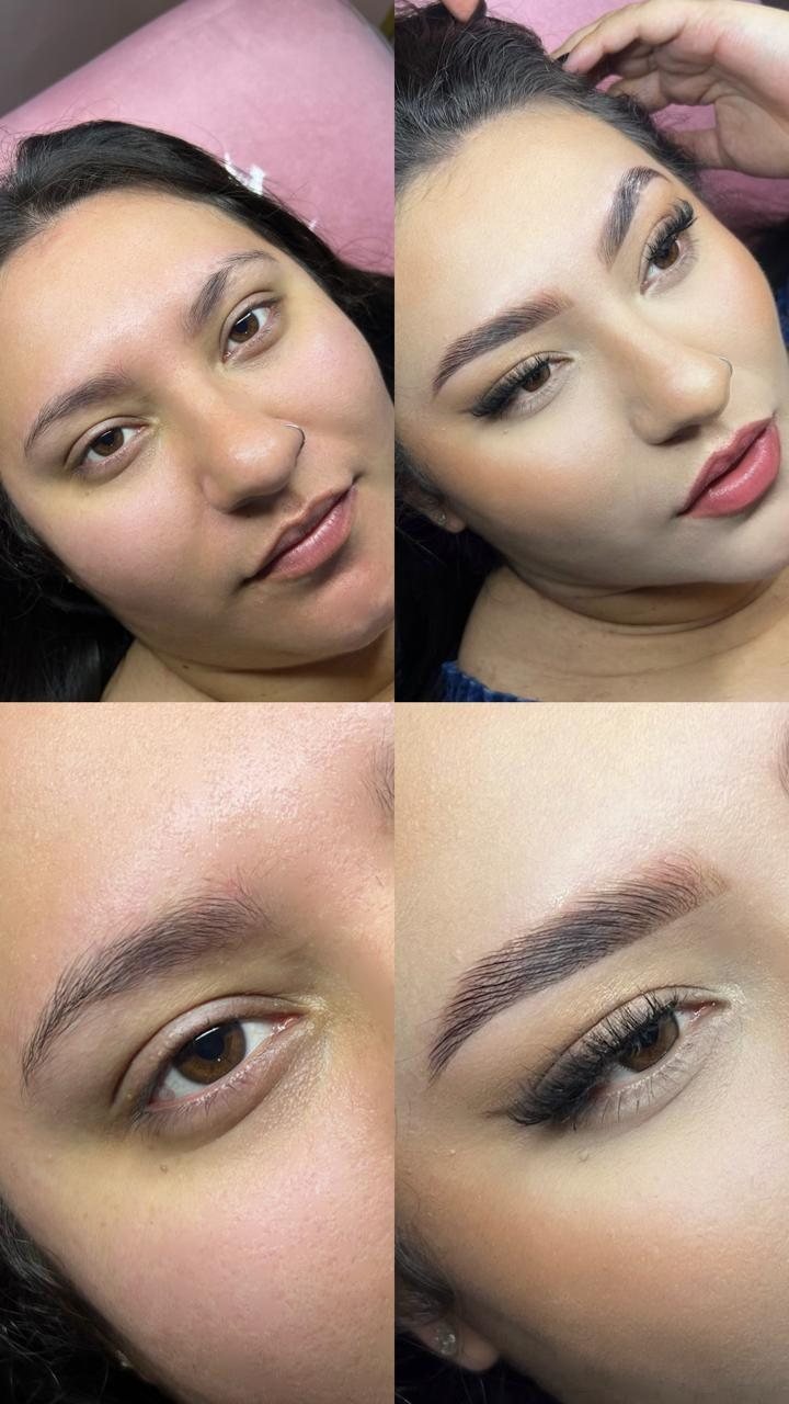 Antes e depois de design de sobrancelha, salão no Cajuru, Curitiba