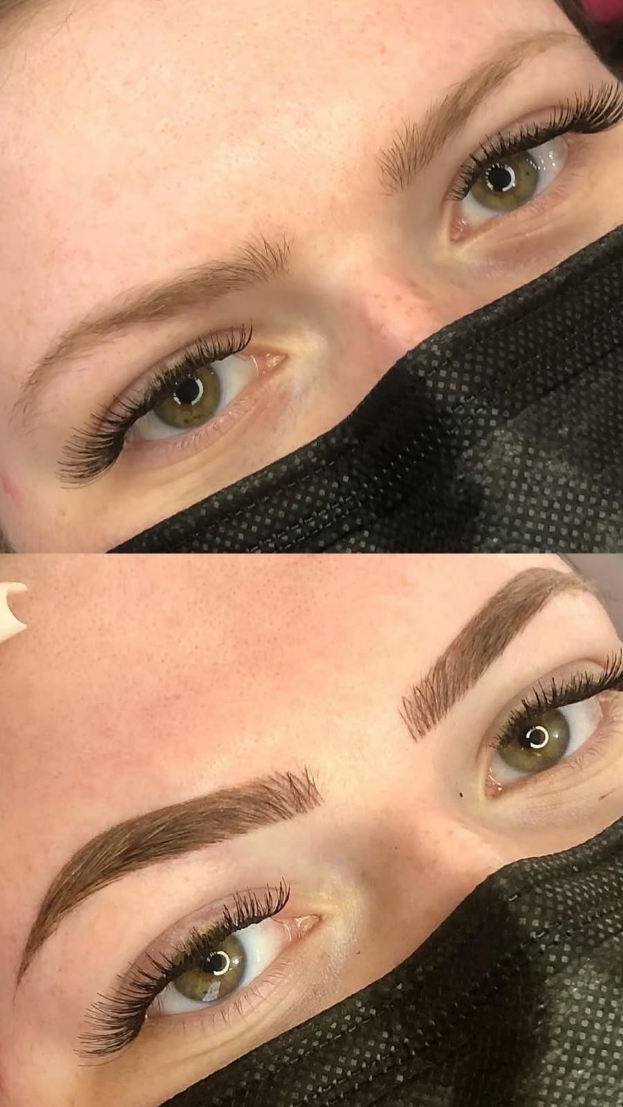 Antes e depois de micropigmentação de sobrancelha fio a fio em Curitiba