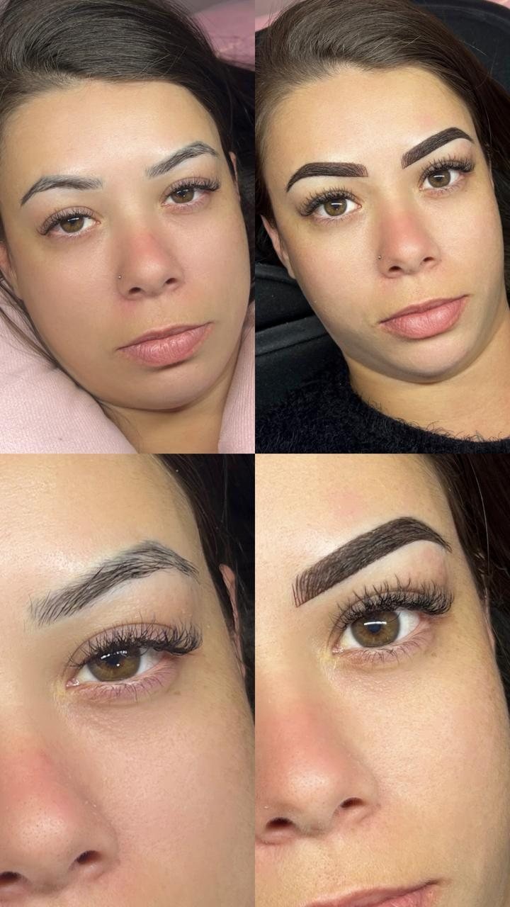Antes e depois de micropigmentação de sobrancelha, salão no Cajuru