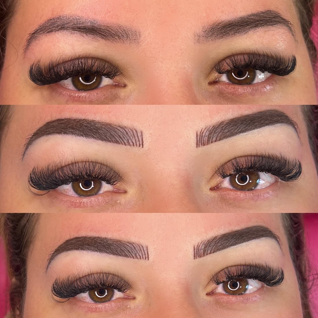 Antes, durante e depois de micropigmentação de sobrancelha em Curitiba